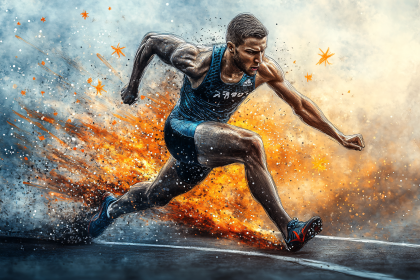 Athlete Sprinting with Motion Blur