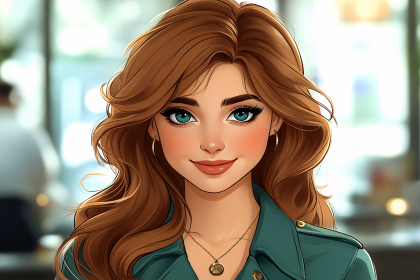Attractive Woman Cartoon Portrait