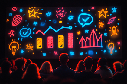 Audience Watching Neon Graphics