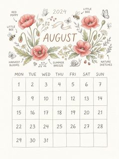 August Calendar Art
