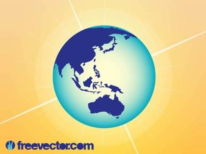 Australia and Asia Globe Free Vector