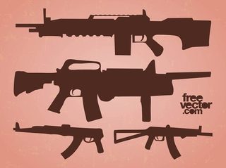 Automatic Guns Free Vector