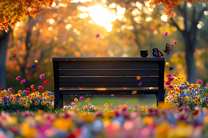 Autumn Bench Scene
