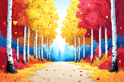 Autumn Birch Forest Path