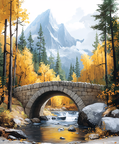 Autumn Bridge Over Stream