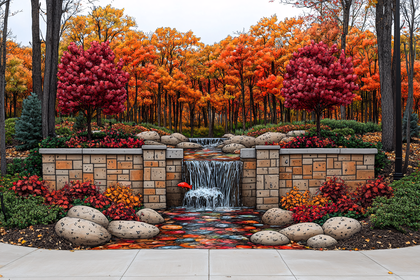 Autumn Cascade Scene