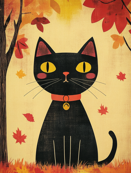 Autumn Cat Illustration