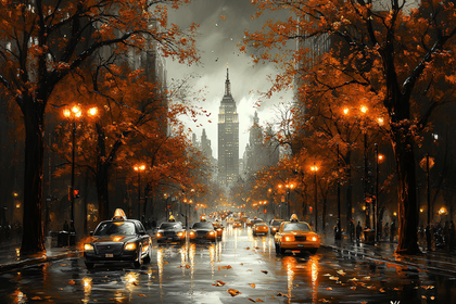 Autumn Cityscape with Empire State Building