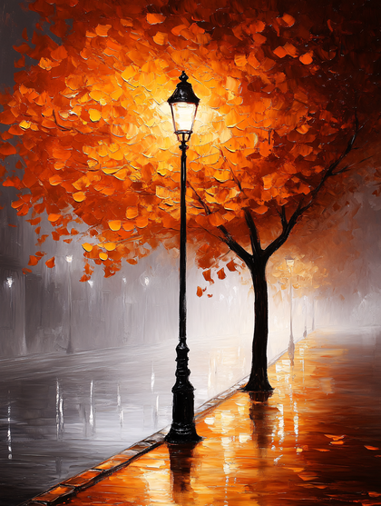 Autumn Evening Street Lamp