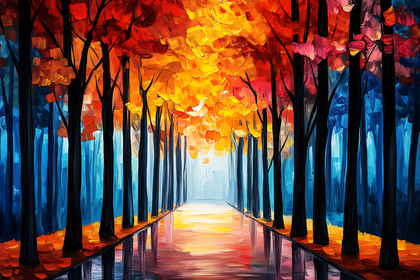 Autumn Forest Path Painting