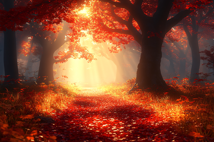 Autumn Forest Path with Sunlight