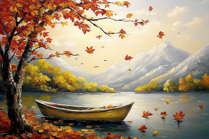 Autumn Lake Boat