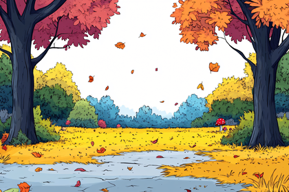 Autumn Landscape with Mushrooms