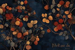 Autumn Leaves on Textured Navy