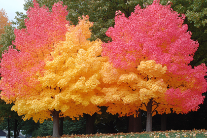 Autumn Maple Trees in Full Color