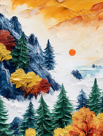Autumn Mountain Landscape Painting