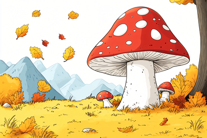 Autumn Mushroom Scene