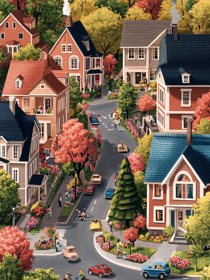 Autumn Neighborhood Scene