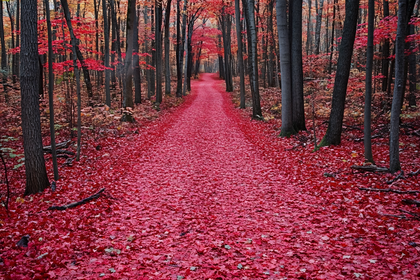 Autumn Path Red Leaves