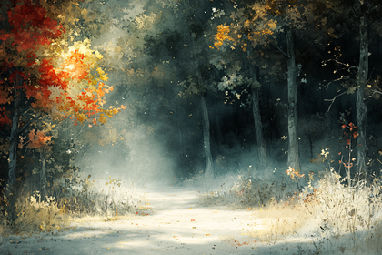 Autumn Path Through Forest