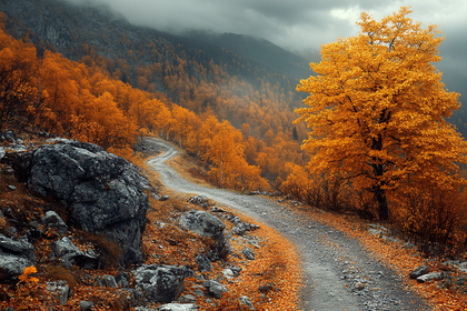 Autumn Path Through the Mountains