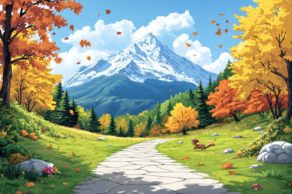 Autumn Path to Mountain View