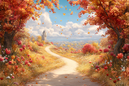 Autumn Path to the Castle