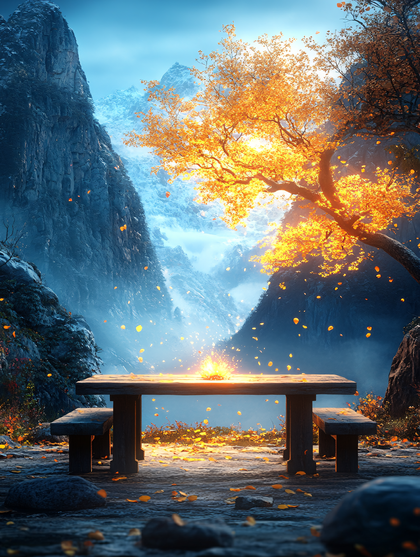 Autumn Picnic with Mountain View