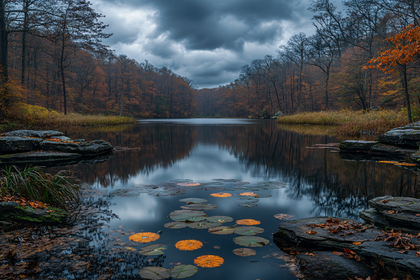 Autumn Reflection on Calm Lake