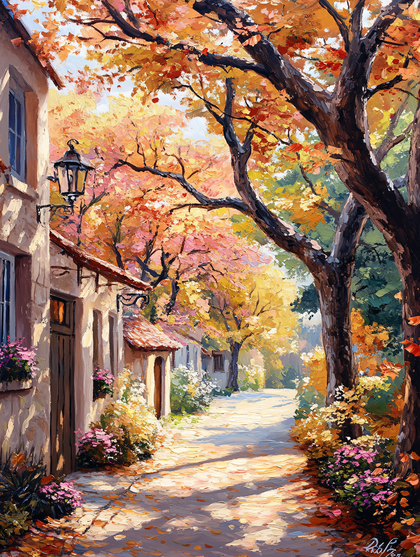 Autumn Street Scene Painting
