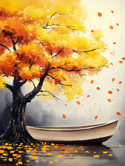 Autumn Tree and Boat