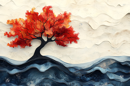 Autumn Tree by the Sea