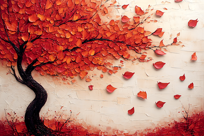Autumn Tree in Impasto Style