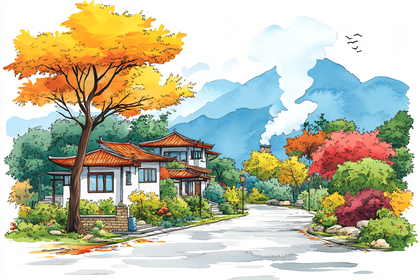 Autumn Village Landscape