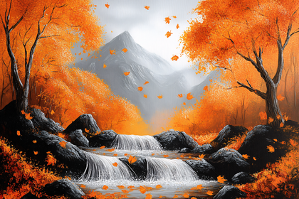 Autumn Waterfall Landscape