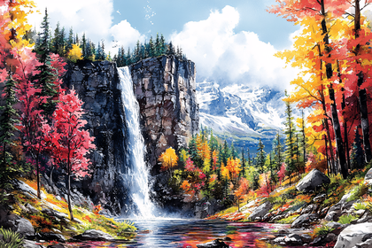 Autumn Waterfall Landscape