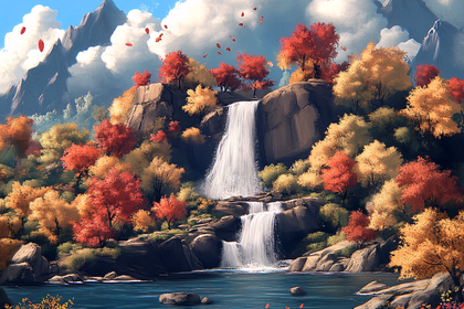 Autumn Waterfall Landscape