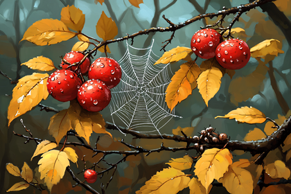 Autumnal Berries and Web