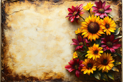 Autumnal Floral Arrangement on Textured Canvas
