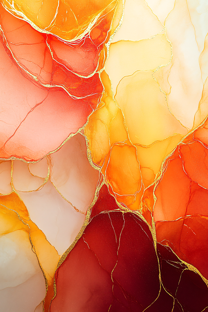 Autumnal Gold Veined Abstract