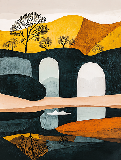Autumnal Hillscape Reflection