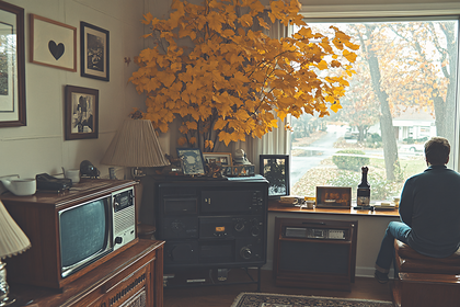 Autumnal Interior with Contemplative Figure