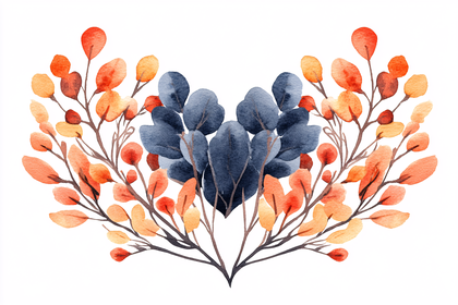 Autumnal Leafy Watercolor Illustration