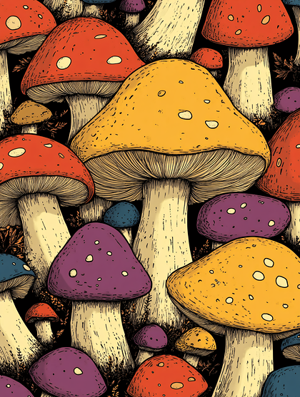 Autumnal Mushroom Pattern