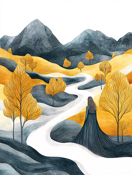 Autumnal Path Through Mountains