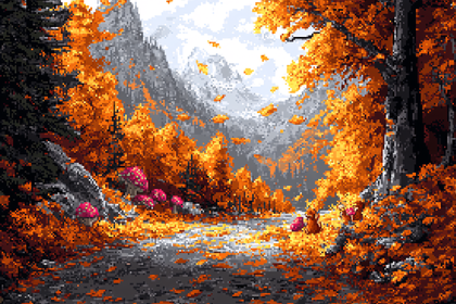 Autumnal Pixel Forest