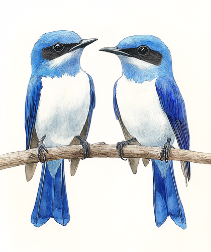 Azure Birds Perched