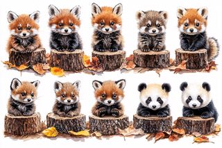 Baby Animals On Tree Stumps
