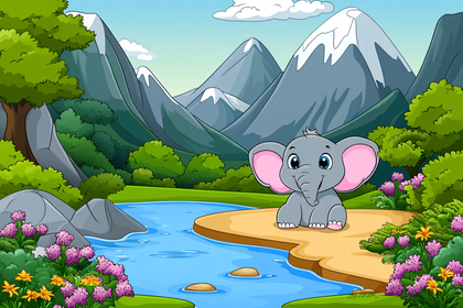 Baby Elephant By The River