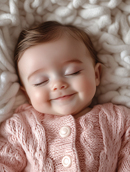 Baby Girl Sleeping In Knitted Cardigan